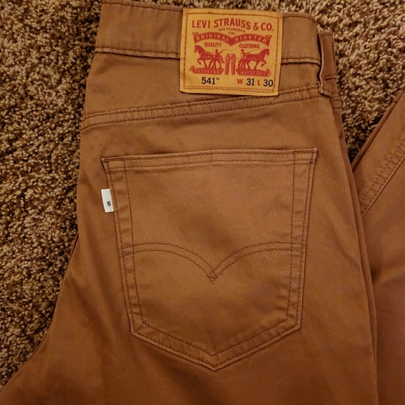Actual 32x28 Levi's 541 Jeans Tan Work Pants Athletic Fit Brown - Picture 7 of 11